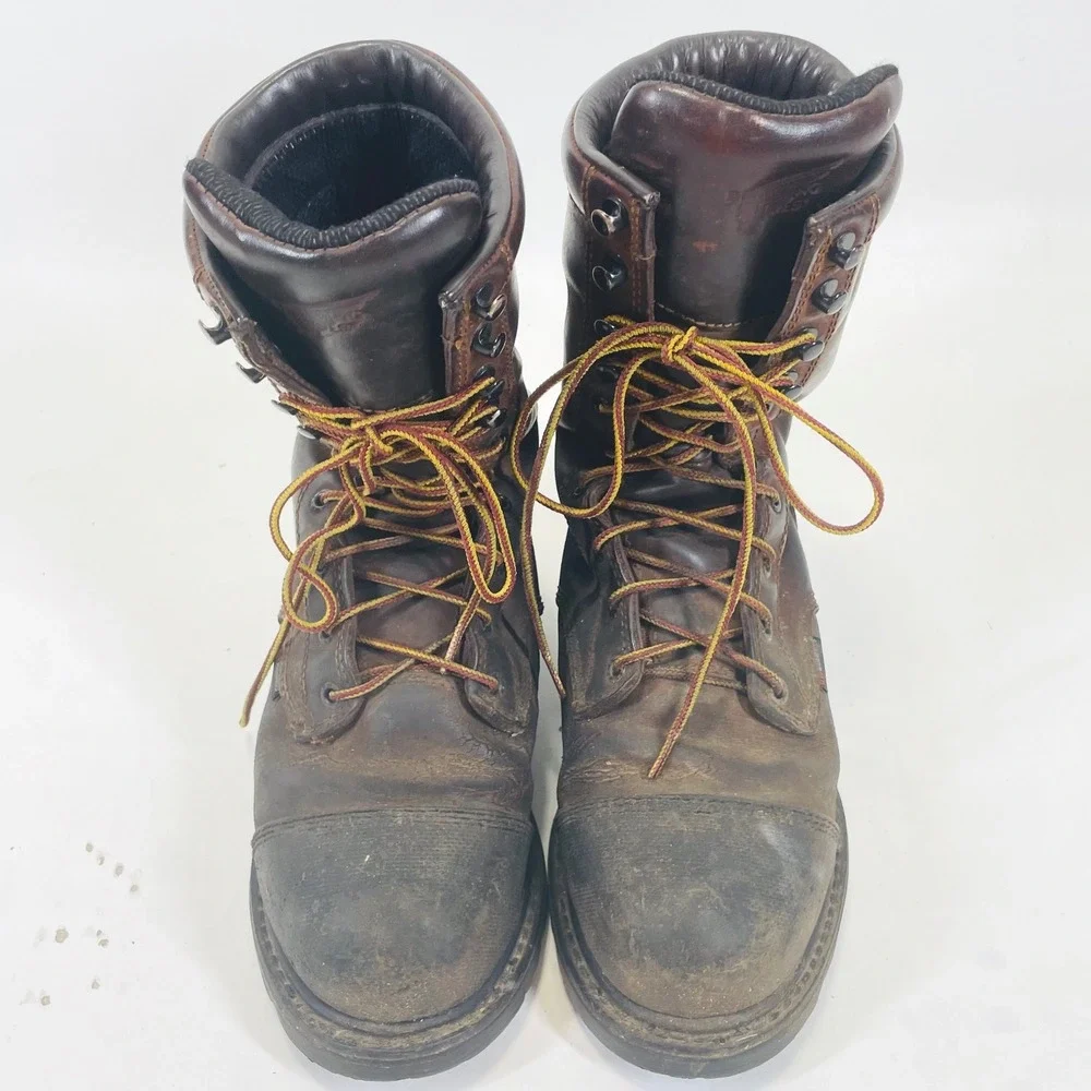 Red Wing 4499 Mens 7.5 D MetGuard Waterproof Vibram Safety Toe Work Boots Brown